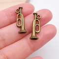 Vintage bronze musical trumpet charms for DIY necklace and earring jewelry making - Small Trumpet (20902)
