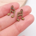 Pair of antique bronze music note charms for DIY jewelry making and bracelets - Music Note (20907)