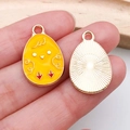 Easter chick enamel pendant charm in egg shape with yellow finish for jewelry making - Chick Egg (15139)