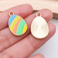 Colorful striped Easter egg charm pendant with gold plating for DIY jewelry - Striped Egg (15145)