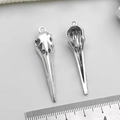 Silver retro long beak bird skull pendant on scale ruler for jewelry making - Skull Bird Head 10x43mm(15551)