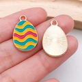Colorful wavy Easter egg alloy pendant charm for DIY jewelry and necklaces - Wavy Pattern Egg (15146)