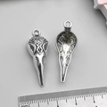 Antique silver bird skull alloy charms with intricate filigree for DIY jewelry making - Skull Bird Head 12x35mm(15553)