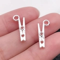 Mini pendentifs pinces à linge en argent sterling S925 avec finition métallique - Style Clip (20218)