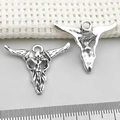 Silver vintage style bull skull alloy pendants with star engraving for DIY jewelry - Skull Bull Head 22x17mm(16968)