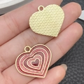 DIY gold heart pendant with layered red enamel and glitter, perfect for jewelry making - Red Glitter Large Heart (21478) / 24x25mm