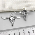 Tribal bull skull alloy charms in antique silver finish for DIY jewelry bracelets - Skull Bull Head 30.5x45.5mm(18828)