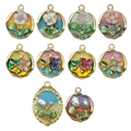 French vintage enamel sea star pendants with 3D floral accents and pearls set - Drip Series (SN1044)