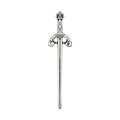 Vintage silver alloy gladiator sword pendant with detailed engraving and brushed metal finish - Gladiator Sword Style (8076)