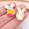 DIY Easter bunny pendant charms with colorful enamel wavy pattern and golden metal finish - Wavy Pattern Egg (18600)