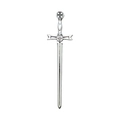 Vintage silver gladiator long sword pendant with embossed medieval cross details - Crusader Long Sword Style (8209)
