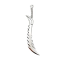 Vintage silver alloy gladiator sword pendant with serrated blade and cord wrap handle - Odachi Style (16176)