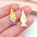 Halloween gnome enamel pendant with BOOO sign and yellow star hat for DIY necklaces - Yellow Hat Gnome (18606)