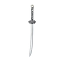 Vintage silver alloy gladiator sword pendant with detailed grip and ring for DIY jewelry - Grid Texture Scimitar Style (16187)