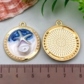 French vintage starfish enamel charms with sea waves and pearls for jewelry making - Beach Starfish Style (22062)