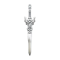 Polished silver alloy gladiator sword pendant with vintage geometric embossed handle - Shiny Silver Geometric Sword Style (16190)