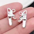 Pendentifs scie électrique en alliage argenté pour bijoux DIY et porte-clés - Style de Tronçonneuse (20419)
