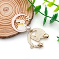 DIY jewelry charm with bunny moon star and pearl details for necklaces and keychains - Moon White Rabbit (15540)
