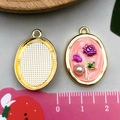 Pink Monet garden oil painting floral pearl pendant for DIY earrings and necklace - Pink Rose (22068)