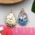 Waterdrop-shaped Monet oil painting pearl charm in purple gradient for DIY jewelry making - Purple Blue Pearl Rose (22105)
