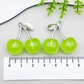DIY green crystal cherry pendant with silver alloy stem for jewelry making - Silver Tone (23237) / Transparent Green (23237)