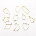 10-piece gold geometric metal hollow frame pendants for DIY resin jewelry making - KC Gold Geometric Frame Set (HK389)