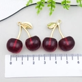 DIY cherry pendant with red translucent resin and golden alloy stem for jewelry making - KC Gold Tone (23146) / Transparent Red (23146)