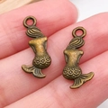 Pendentifs sirène en bronze antique en alliage métallique pour création de bijoux DIY - Style Sirène (8214)