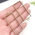 Bronze rectangular alloy pendant frames for DIY jewelry making with side loops - Ancient Bronze Rectangle Frame (10492)