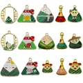 DIY Dragon Boat Festival alloy charms with cartoon rice dumplings and lucky motifs - Zongzi And Broom Set (SN1192)
