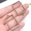 Rectangle alloy resin pendant frame in antique bronze finish for DIY jewelry making - Ancient Bronze Rectangle Frame (10490)