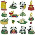 15pcs Chinese Dragon Boat Festival enamel charms with panda and zongzi patterns for DIY - Assorted Zongzi Series Assortment (SN1210)