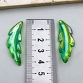 Translucent green acrylic leaf charms with AB coating and 45mm measurement detail - Feather Leaf Style (21940) / 1 Piece (40x14mm) / Iridescent Green