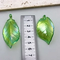 Green acrylic leaf pendant with aurora coating and 50mm length for jewelry making - Large Leaf Style (21944) / 1 Piece (54x29mm) / Iridescent Light Green