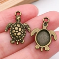 Pendentifs tortue en bronze antique avec texture de coquille pour bijoux DIY - Style Tortue de Mer (20717)