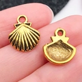 Colgantes de concha dorada de aleación para collares DIY con textura radial fina - Concha Océano Oro Antiguo (11082)
