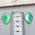 Green acrylic leaf pendants in emerald and iridescent finish with size ruler - Tea Tree Leaf Style (21964)