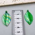 Green translucent acrylic leaf pendant with iridescent finish for DIY jewelry making - Withered Leaf Style (21965)