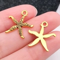 Colgantes de estrella de mar dorados en aleación con textura para joyería artesanal - Estrella de Mar Océano Oro Antiguo (20729)