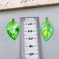Translucent green acrylic leaf pendants with iridescent coating for DIY jewelry making - Rose Leaf Style (21966)