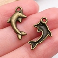 Pendentifs dauphins en bronze antique, modèles pleins et ajourés pour bijoux DIY - Style Dauphin (20725)