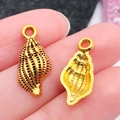Colgantes de concha dorada de aleación para pulseras DIY con detalles de textura - Caracola Océano Oro Antiguo (20733)