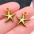 Colgantes de estrella de mar en aleación dorada con grabados negros para joyería DIY - Estrella de Mar Océano Oro Antiguo (20734)