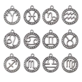Silver zodiac pendant set with sparkling rhinestones for DIY jewelry making - Assorted White Gold 12 Zodiac Set
