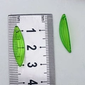 Translucent emerald green acrylic leaf charm with vertical texture and 25mm length - Curved Leaf Style (21947) / 1 Piece (23x6mm) / Light Green