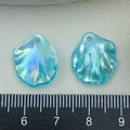 Iridescent ABS pearl shell petal charm for DIY earrings with teal gradient finish - 炫彩花瓣(21999) / 1 Piece/Pack (18x16mm) / AB Iridescent Blue