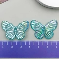 Baroque style iridescent resin butterfly pendant with 3.2cm wingspan for DIY jewelry - Lake Blue Iridescent Acrylic Butterfly