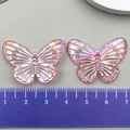 Pink iridescent butterfly resin charms for DIY necklaces with aurora finish, 3.2cm width - Light Pink Iridescent Acrylic Butterfly