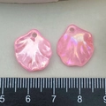 Iridescent pink peony petal ABS pearl bead charms for DIY jewelry making 20mm - AB Pink