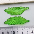 Green translucent leaf charms for DIY jewelry making with realistic vein texture - Light Green Acrylic Long Feather Leaf (21946)